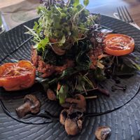 Vegan vege stack (vege stack with eggs removed) at Cafe Baku, Taupo at Cafe Baku in Taupo