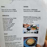 Menu at Café Merkama in Ballarat