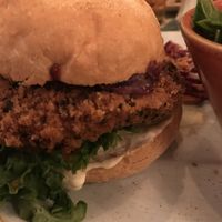 Vegan jackfruit burger at Zapato Lounge in Northampton