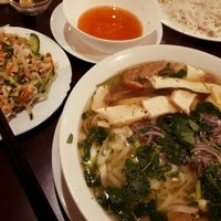 strong vegetable broth with rice noodles at Amitabha in Prague