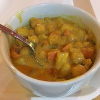 Chickpeas potatoes curry soup! Delicious. The best one! 👍🙏 at Amitabha in Prague