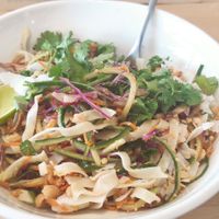 Accustomed vegan thai noodles without fishsauce- they replaced the sauce with soysauce that I really appreciate, price 16 e, big portion,deliciouse at Bowl in Mykonos