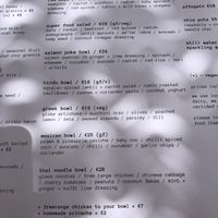 Main menu at Bowl in Mykonos