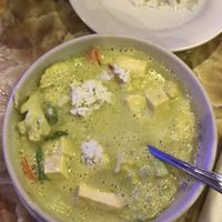 Green curry with tofu and white rice  at Dow Vegan Restaurant in Koh Phi Phi