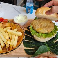 Deep fried potato burger at Dow Vegan Restaurant in Koh Phi Phi