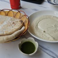 Hummus and Pita with spicy chutney at Dow Vegan Restaurant in Koh Phi Phi