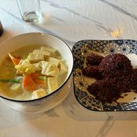 Veg and Tofu Green Curry with Brown Rice  at Dow Vegan Restaurant in Koh Phi Phi