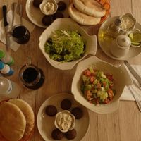 Falafel with Hummus and Israeli and Greek Salad at Dow Vegan Restaurant in Koh Phi Phi