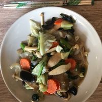 Friend noodles mushrooms (Large noodles) at Dow Vegan Restaurant in Koh Phi Phi