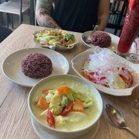 Green curry, cashew nut and glass noodle salad at Dow Vegan Restaurant in Koh Phi Phi