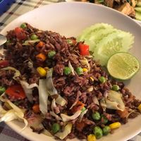 Green curry fried rice at Dow Vegan Restaurant in Koh Phi Phi