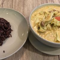 Massaman Curry with Potato and side of rice.   at Dow Vegan Restaurant in Koh Phi Phi