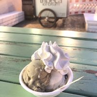 Lucuma pistachio, oat milk stracciatella and cream   at Tribeca Ice Cream in Berlin