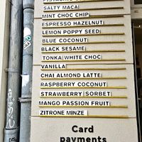 Menu (there were more flavors inside) at Tribeca Ice Cream in Berlin
