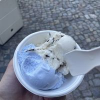 Blue coconut and stracciatella  at Tribeca Ice Cream in Berlin