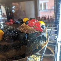 Chocolate cake, gluten free at Cafe 7 Bar in Cesis