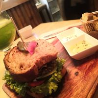 Burger at Chia Vegan Restaurant in Cusco