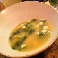 Soup with quinoa at Chia Vegan Restaurant in Cusco
