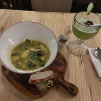 Andean soup with mint lemonade   at Chia Vegan Restaurant in Cusco