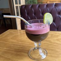 Chicha morada  at Chia Vegan Restaurant in Cusco
