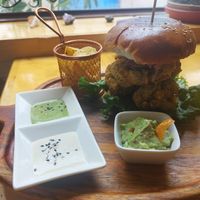 The burger at Chia Vegan Restaurant in Cusco