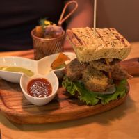 Vegan Chicharron Burger at Chia Vegan Restaurant in Cusco