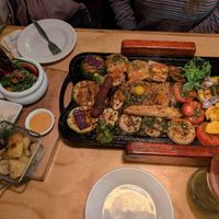 Vegan grill including side salad and potatoes. Very tasty and lots of different veg/proteins! at Chia Vegan Restaurant in Cusco