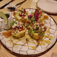 Causa starter at Chia Vegan Restaurant in Cusco