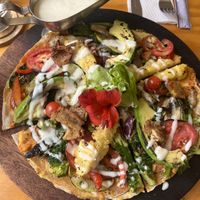 Pizza (really good, don’t believe the other reviews)  at Chia Vegan Restaurant in Cusco