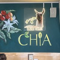 cute wall art  🦙   at Chia Vegan Restaurant in Cusco