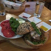 Quinoa burger at Chia Vegan Restaurant in Cusco