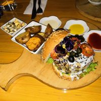 Quinoa burger at Chia Vegan Restaurant in Cusco