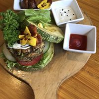 Hamburguesa sin gluten.   at Chia Vegan Restaurant in Cusco