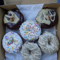 Turtle, sugar cookie and chocolate Earl Grey. Sooo good! at Frickin' Delights Donuts in Devon