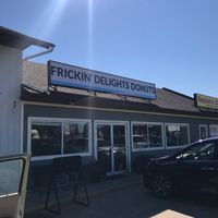front of building  at Frickin' Delights Donuts in Devon