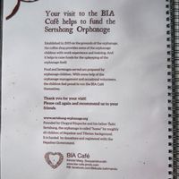 background info at BIA Cafe in Kathmandu