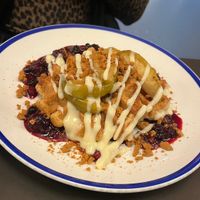 apple crumble waffles  at The Koffee Pot in Manchester