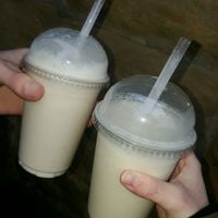 The Raspberry Rose and White Chocolate vegan milkshakes at The Origami Cafe & Gift Shop in Alnwick