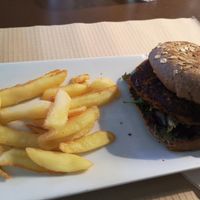 Vegan burguer, made with soy at Cafe Del Fin in Toledo