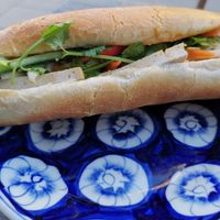 Banh Mi with vegan sausage at Eatnam - Odengatan in Stockholm