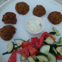 🧆 falafel with small salad and vegetal cream at Culture Club Strudla in Podgorica