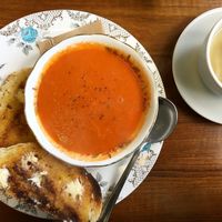 Tomato soup and toasted bread at Greenwich Pantry @ Arts Cafe in South East London