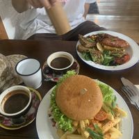 Burger and breakfast   at Portershed in Christchurch