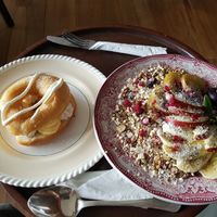 Acai bowl and lemon custard donut at Portershed in Christchurch