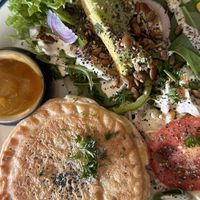 Mushroom leek pie with side saladd  at Portershed in Christchurch