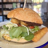 Breakfast burger  at Portershed in Christchurch
