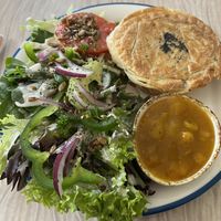 Mushroom leek pie and salad  at Portershed in Christchurch