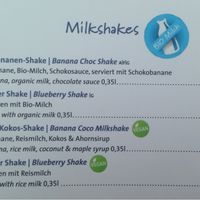 Milkshake Menu at Landtmann's Jausen Station in Vienna