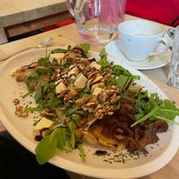 Vegan walnut, feta and caramelised onion crepe at The Pancake Cafe in Durham