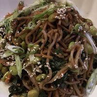 Vegan soba noodles with edamame  at Pour Me Coffee & Wine Cafe in Danbury